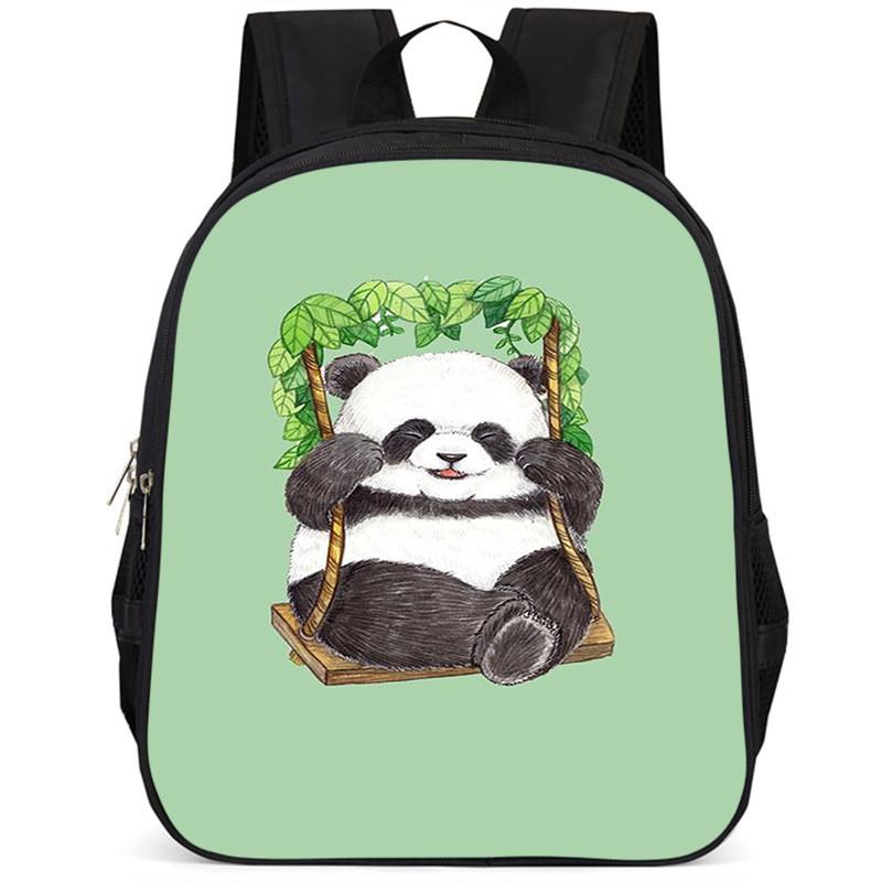 Spacious 15 Inch Panda Backpack For Elementary Kids Lightweight Oxford Cloth