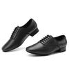 Niedriger Absatz Schwarzes Leder Herren Moderne Tanzschuhe Samba Salsa Tango Lateinamerikanischer Gesellschaftstanzschuh 2,5 cm Absatz Indoor