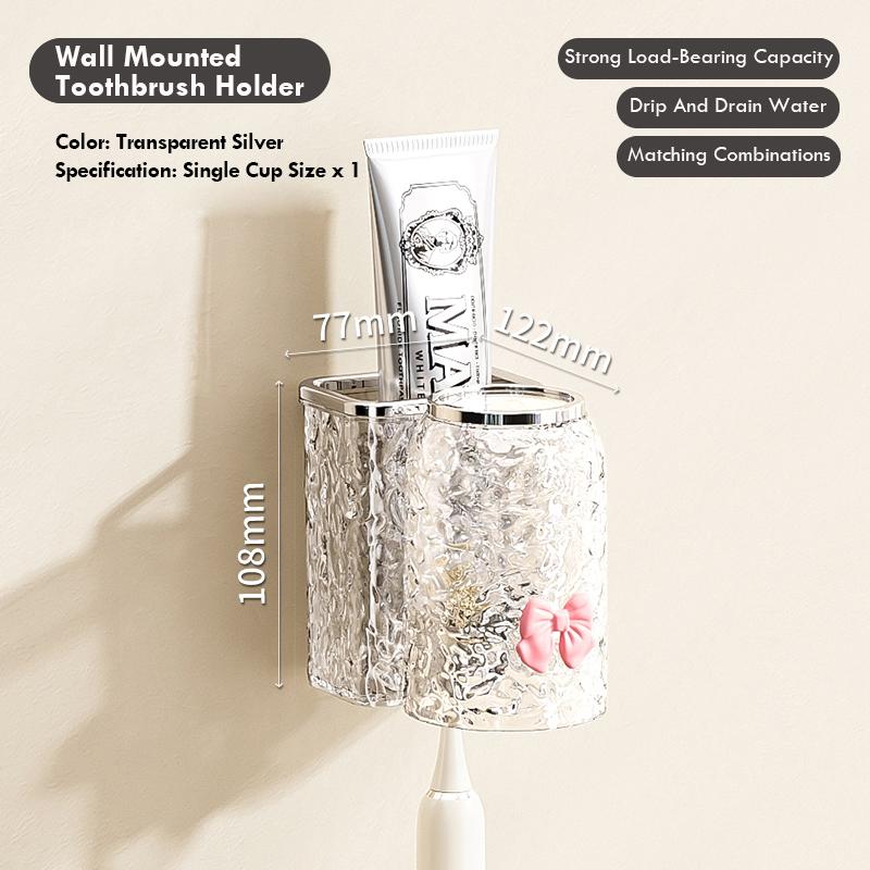 

Подставка для хранения зубных щеток в ванной, прозрачный набор стаканов для полоскания с эффектом ряби воды, полка для хранения, настенная, для туалета, без перфорации