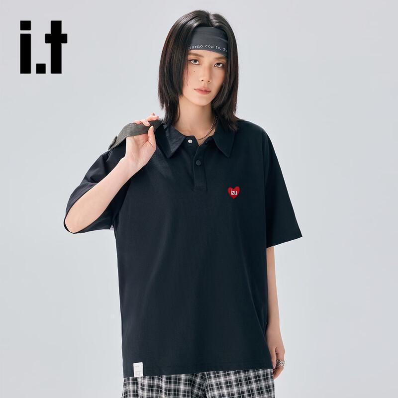 izzue Unisex Pure Cotton Heart Pattern Polo T-Shirt 2XL
