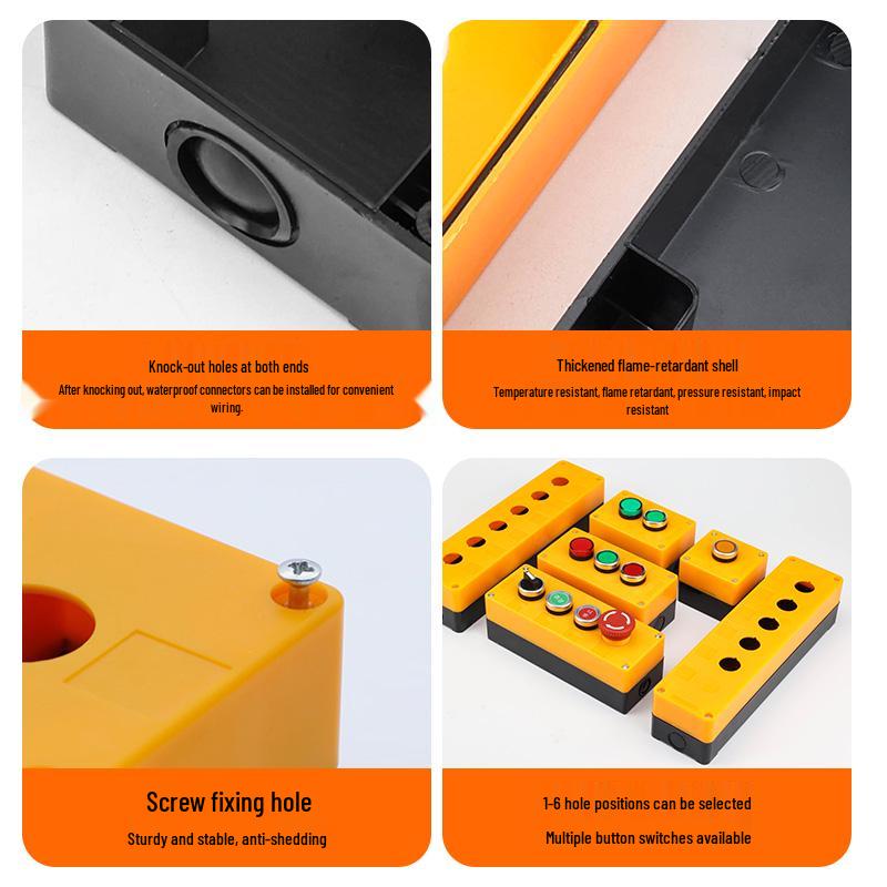 22mm Waterproof 220V Button Switch Combo: Start/Stop/Emergency Stop/Power Indicator Light