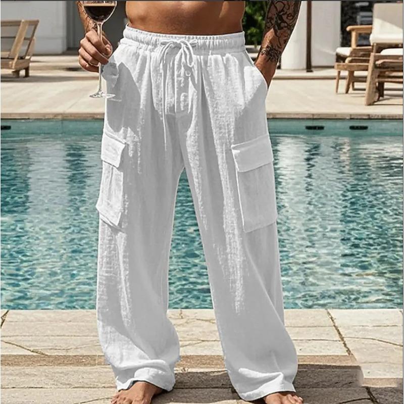 

2026 Autumn and Winter New Fashion Pocket Loose Casual Trendy Wide Leg Pants M белый
