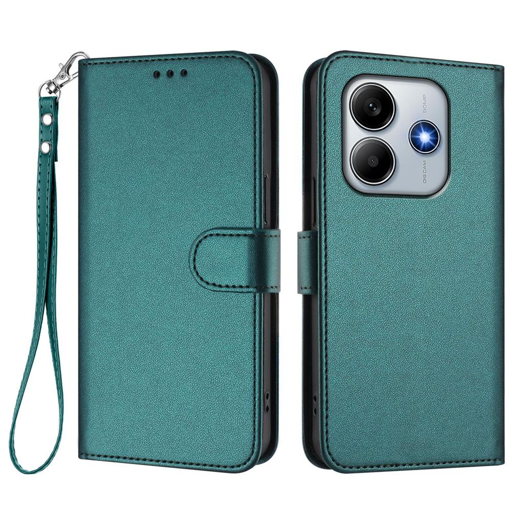 Pro Xiaomi Redmi Note 14 4G (164,84 x 78,15 x 8,16 mm) Kožené pouzdro Peněženka Stojánek Kryt na telefon s poutkem na zápěstí