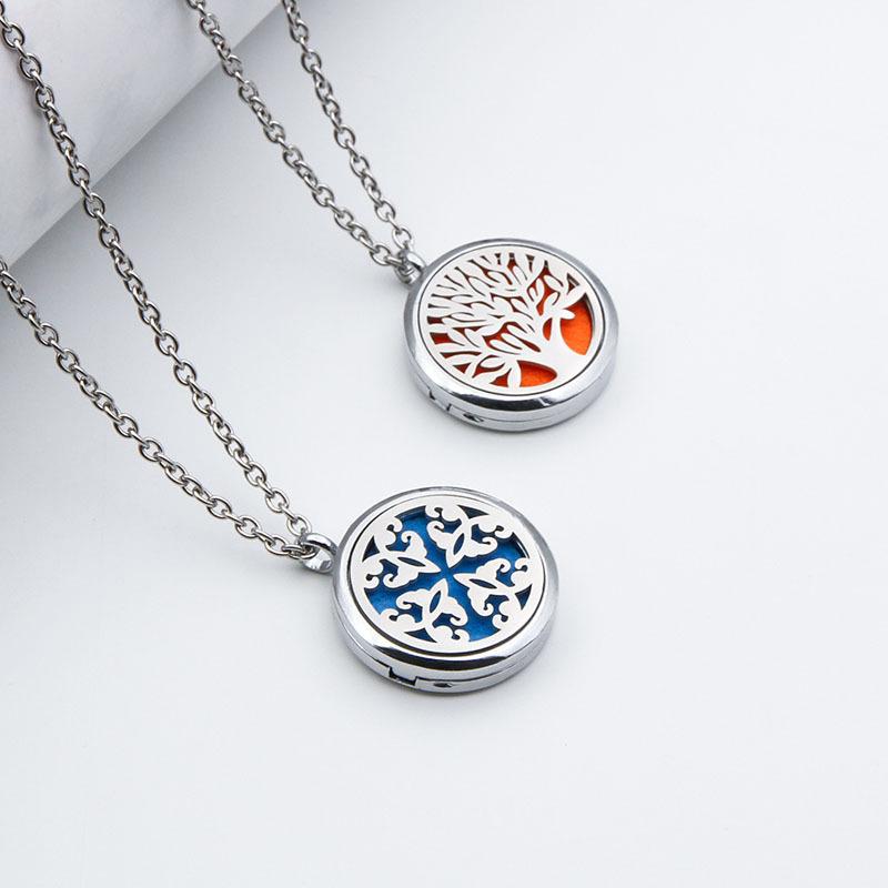 High Quality Patterns Tree of Life Aromatherapy Diffuser Pendant Perfume Locket Women Essential Oil Necklace Jewelry Wholesale