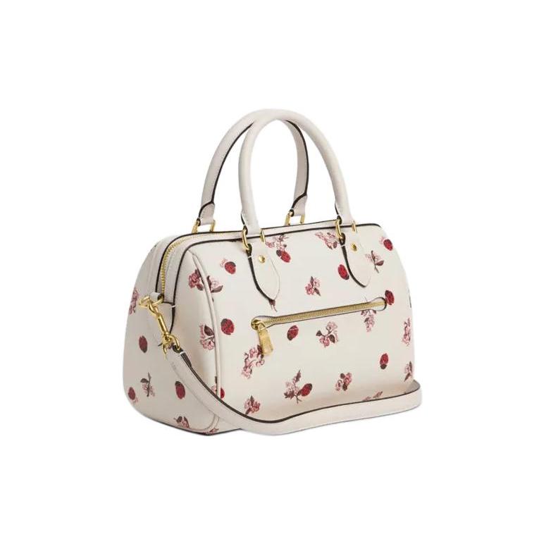 COACH Rowan Coated Canvas Handbag, Shoulder Bag, Crossbody Bag Medium Women's Gold & Chalk Multicolor CU272-IMCAH