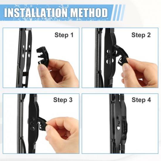 Universal Front Wiper Blade Arm Adapter Clip Type-A - Pack of 4 Black