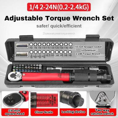 1/4Inch 2-24N.m Bicycle Motorbike Car Repairing Accessory Adjustable Torque Wrench Set Portable Drive Spanner Kit Hand Tool