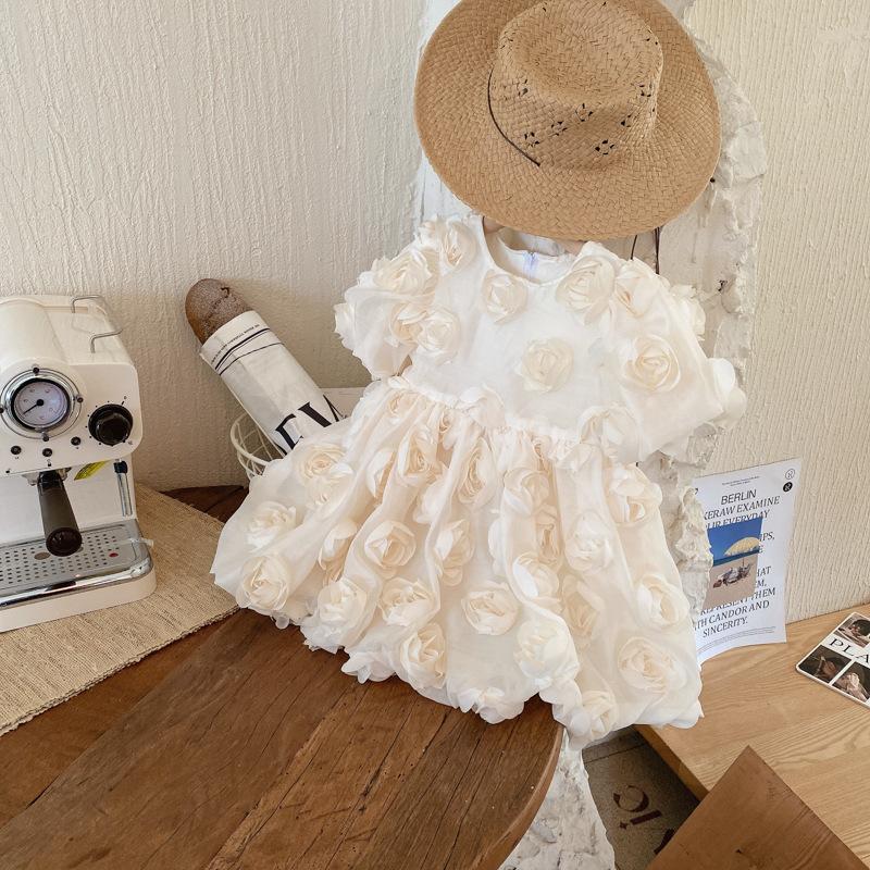2023 Abito da principessa floreale per ragazze primaverili ed estive Abito da bambina per bambina Abito da compleanno per bambini Moda a maniche corte