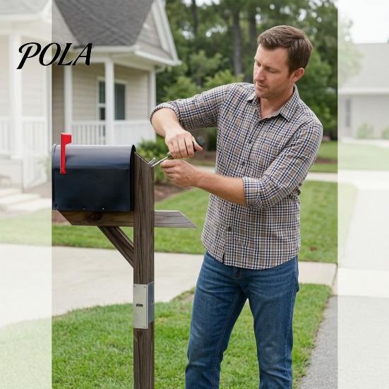 Heavy Duty Mailbox Bracket Post Extender Brackets, Fence Extension Stainless Steel Mender Tools for 4x4 Wooden Posts Slim Design