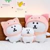 Adorable Pig & Bear Plush Toy - Cartoon Comfort Doll with Pig Headgear and White Bear Figure