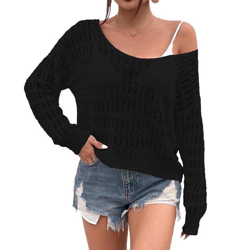 2024 Frühjahr/Sommer Europäischer und amerikanischer Hohlstrickpullover mit Rundhals