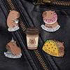Coffee Cartoon Pin Brooch Metal Capybara Zinc Zinc Alloy Badge Jeans Capybara Brooch  Clothing Accessories
