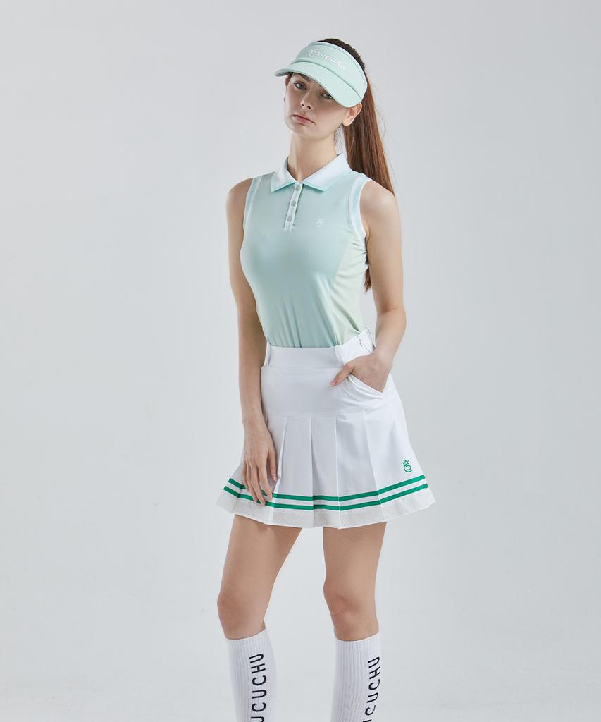 CHUCUCHU Air Punching Pleated Skirt (White) Cbfss-Sk002W