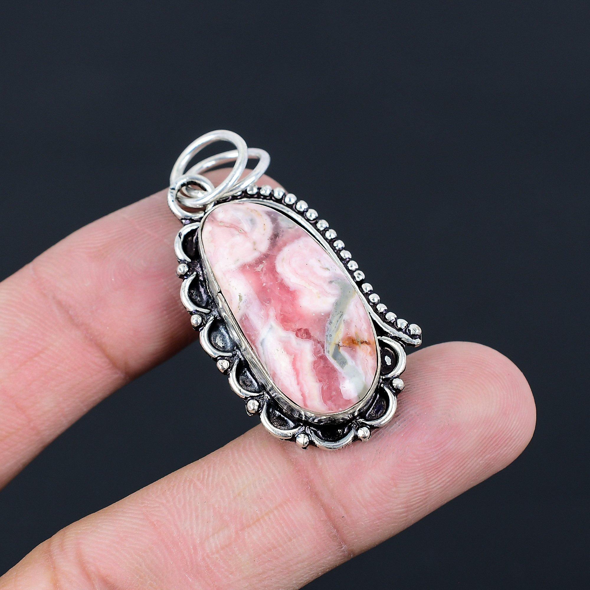 Gift For Women Pendant 925 Sterling Silver Natural Rhodochrosite Gemstone