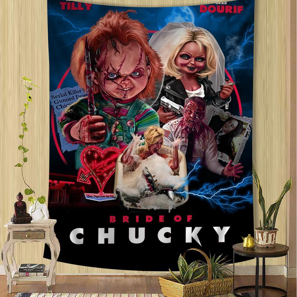 Chucky Horror Movie Anime Tapestry Hanging Tarot Hippie Wall Rugs Dorm Home Decor