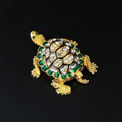 Diamond-encrusted Turtle Jewelry Box, Jewelry Box, European-style Enamel Color Process Storage Box, Clamshell Anti-ash Household Ornament