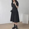 Maternity Knee-Length Black Summer Dress: Fashionable and Loose with a Chic, Slim Look