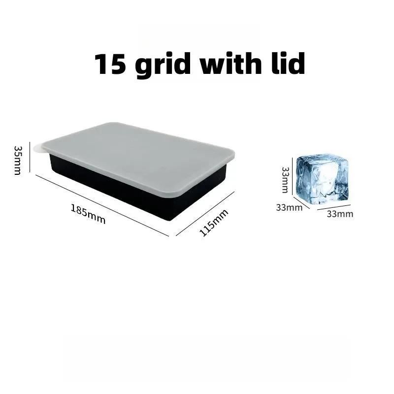 4/6/8/15 Grid Big Ice Tray Mold Giant Jumbo Large Food Grade Silicone Ice Cube Square Tray Mold DIY Ice Maker Ice Cube Tray