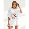 Black Oversized T Shirt With Colorful Hearts And Leaves Print For Casual Wear