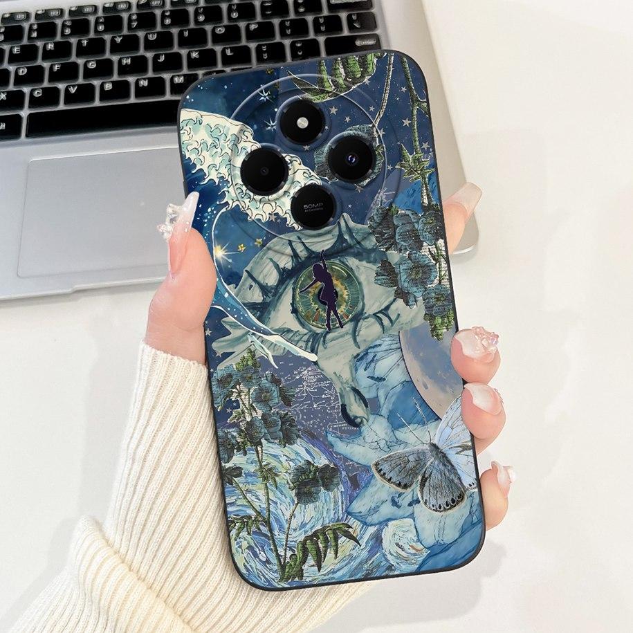 For Xiaomi Redmi 14C 4G Case Poco C75 Fashion Cherry Rose Flower Soft Silicone Cover On Redmi14C Bumper Redmi A4 A3 Pro 5G Funda