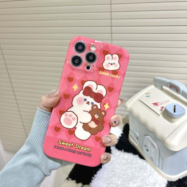 

Мягкий силиконовый рельефный чехол для телефона с изображением медведя и кролика для Iphone 13 12 Promax 11 14 Plus Pro Max, противоударный, новинка 2023 года, задняя крышка For iphone 13