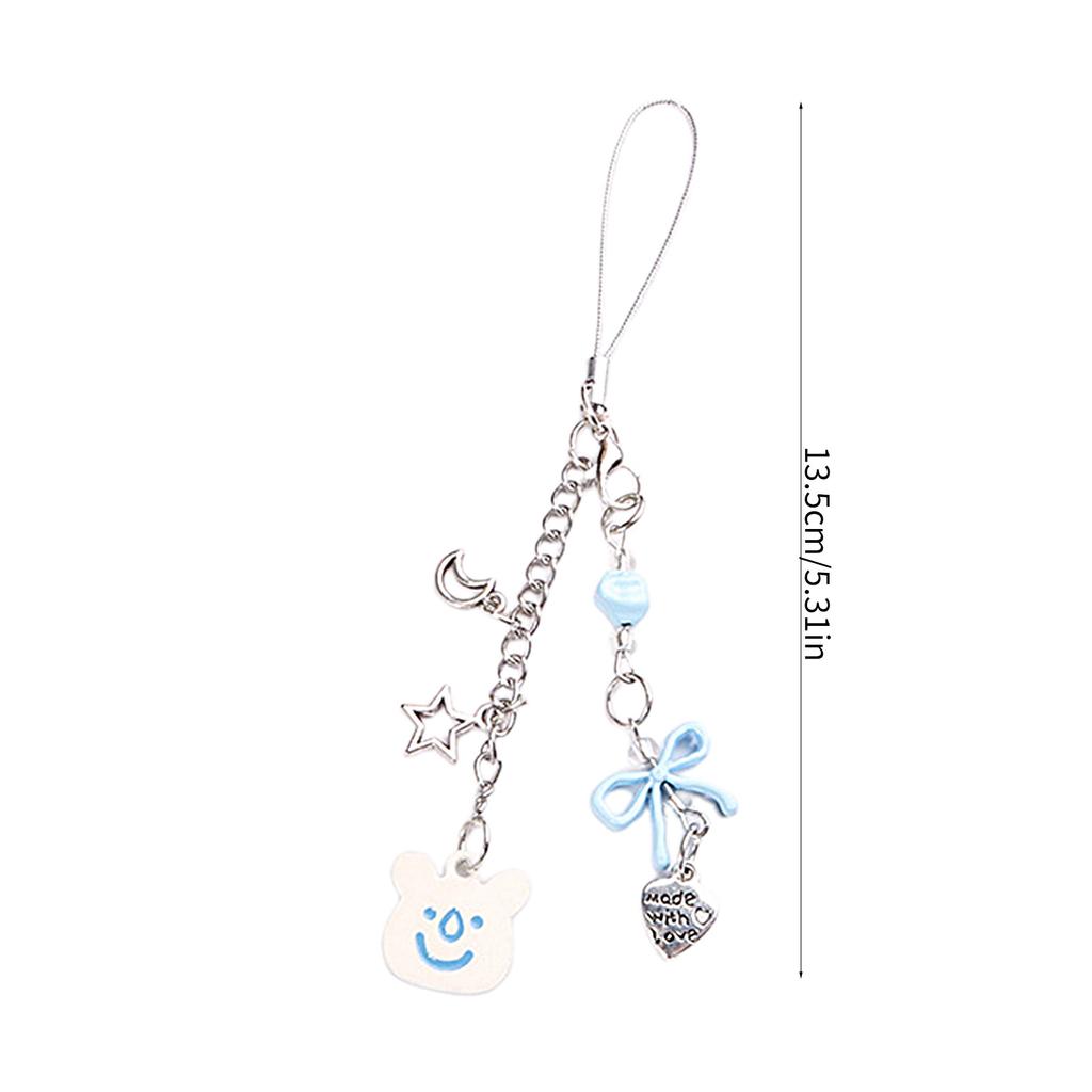 Bear Bowknot Heart Pendant Phone Charm Hangings Rope Cute Phone Chain Strap Bag Decoration Lanyard Keychain Accessory