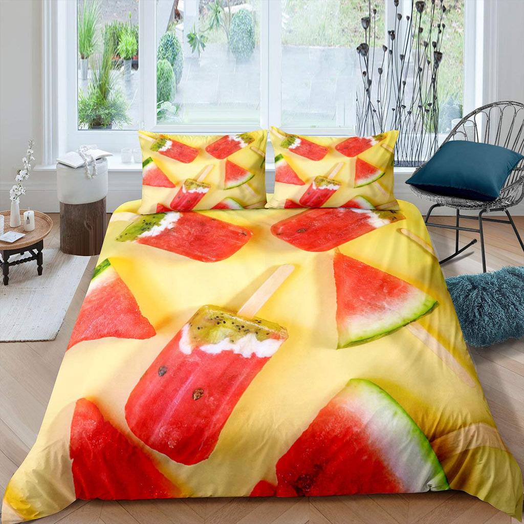Ice Cream Duvet Cover Set Delicious Food Theme Polyester Quilt Cover King Queen Full Size For Kids Bedding Set With Pillowcase