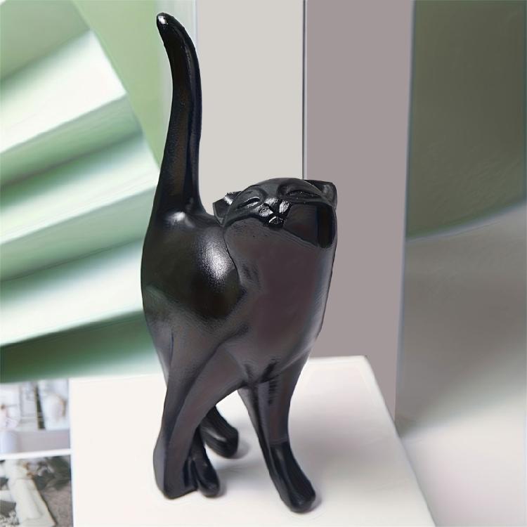 Whimsically Resins Cats Sculpture Modern Abstract Design Animal Figurine Decors for Living Space Office Ornament Gift