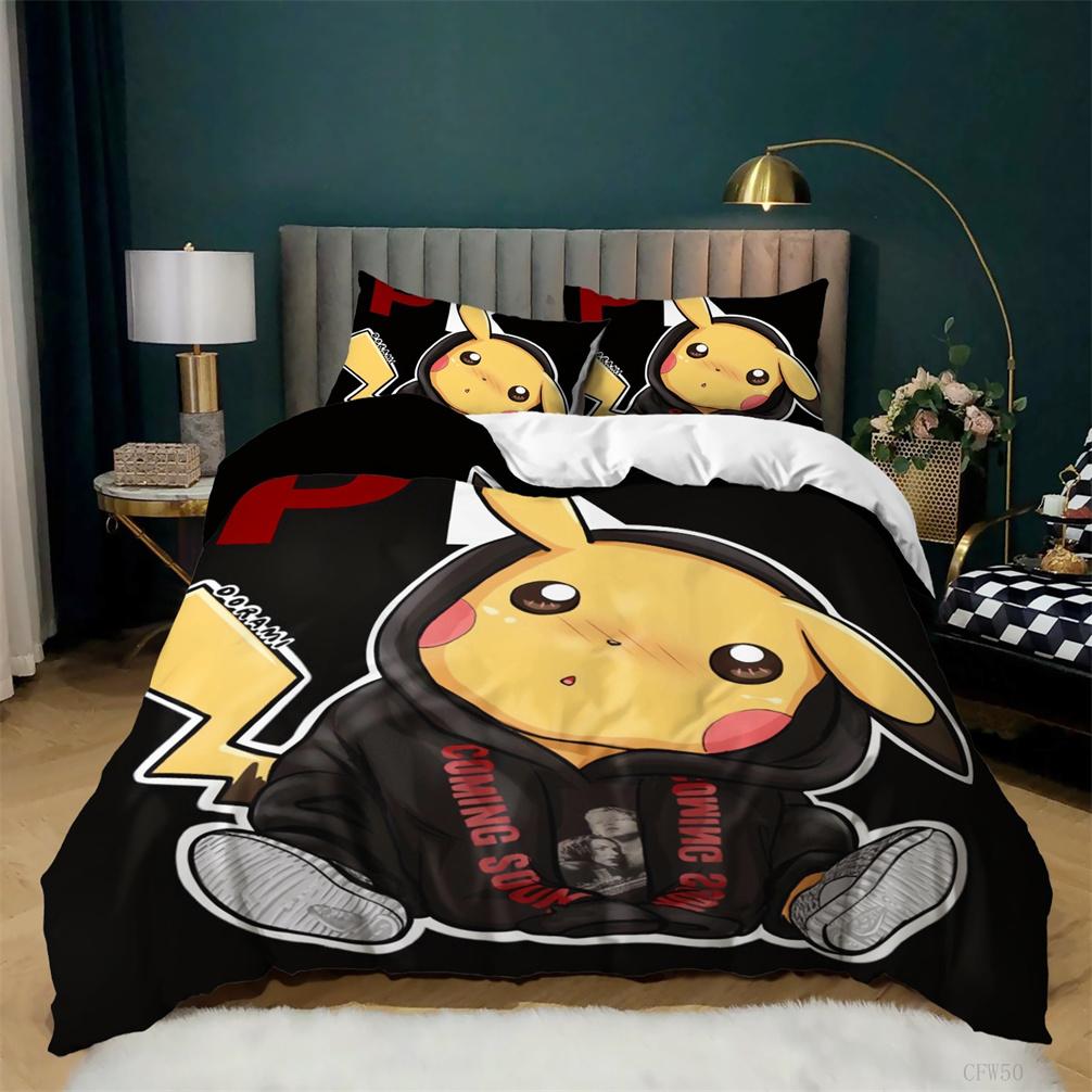 Pikachu Duvet Cover 3D Printed Pokémon Bedding Set Anime Quilt Duvet Pillowcase For Children And Girls Boys Teenagers Adults
