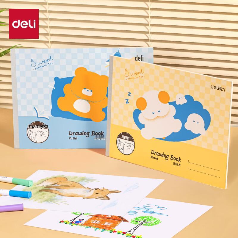 Deli Little Bear A4 Drawing Books (4-Pack)