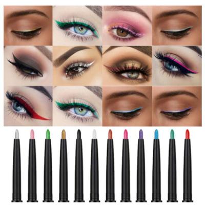 12 Farben flüssiger Lidschatten, eleganter Glitzer-Lidschatten, Augen-Make-up, Lidschattenstift, nicht leicht zu verwischen, Perlglanzstift, Lidschattenstift
