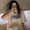Oversize American Street Sle ort Sve T-irt Women Loose Couple Retro Top Cotton round Ne Print Cartoon Anime Korean...