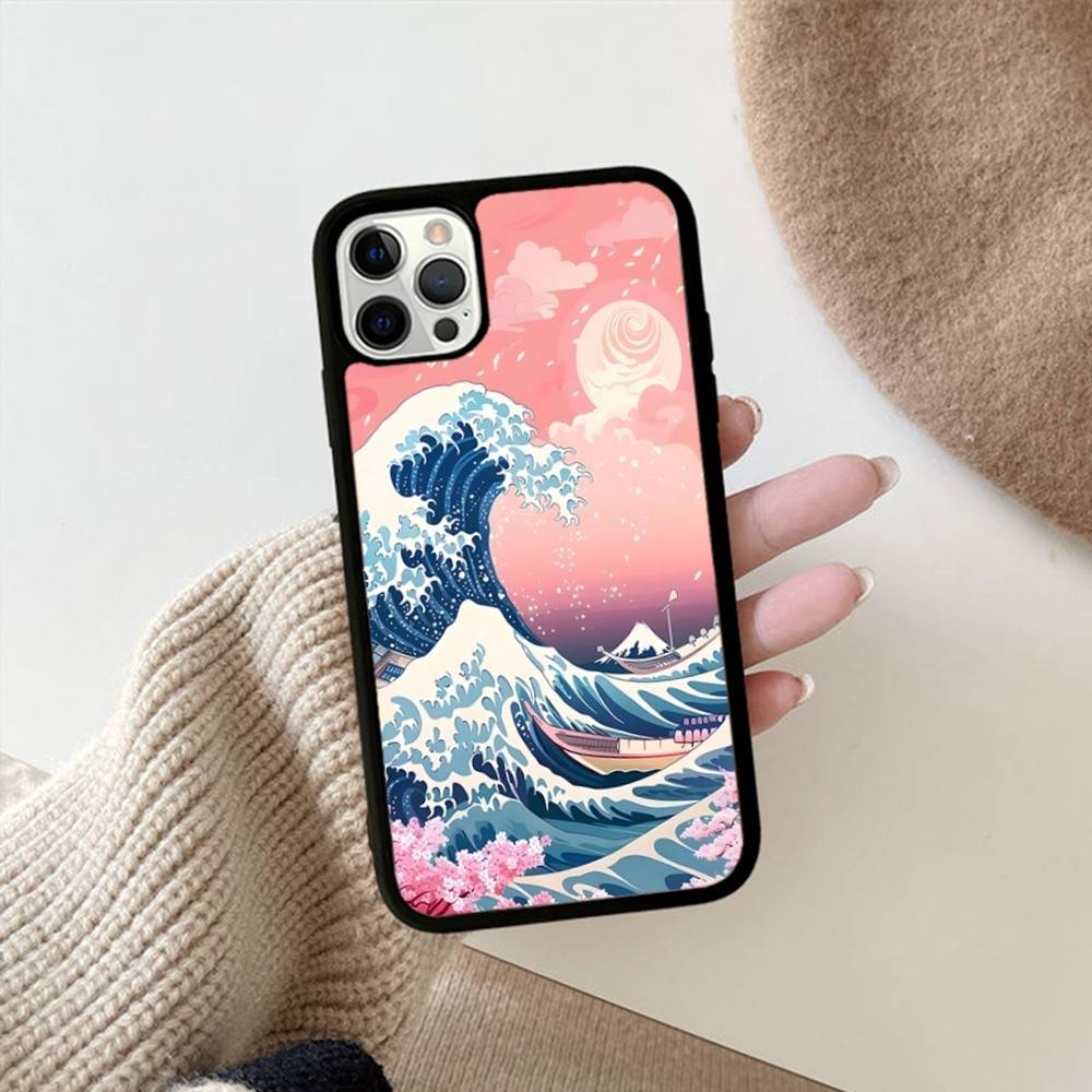 Kanagawa Great Wave Anime Phone Case For Iphone 16 15 14 13 12 11 Pro Max Plus Shockproof TPU+PC Hard Case