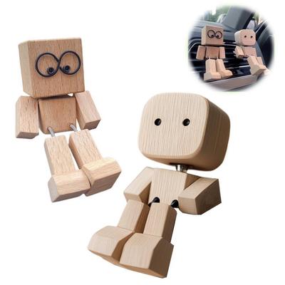 Shaking Legs Wooden Man Car Ornaments Creativity Cute Desktop Decorative Item Car Interior Aromatherapy Air Outlet Pendant