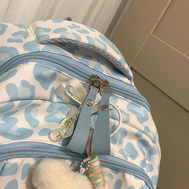 Leopard Print Backpack Junior High School Student Lightweight Schoolbag Girl's Large Capacity Backpack