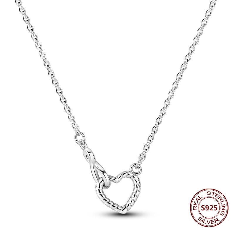 Heart to Heart Necklace Copper Metal Authentic Original Love Heart Pendant Bead Component Chain Link Designed For Women Wedding Engagement High