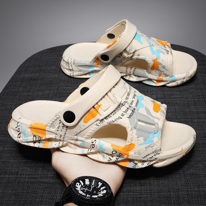 Модные мужские уличные домашние тапочки на толстой подошве — фото 6