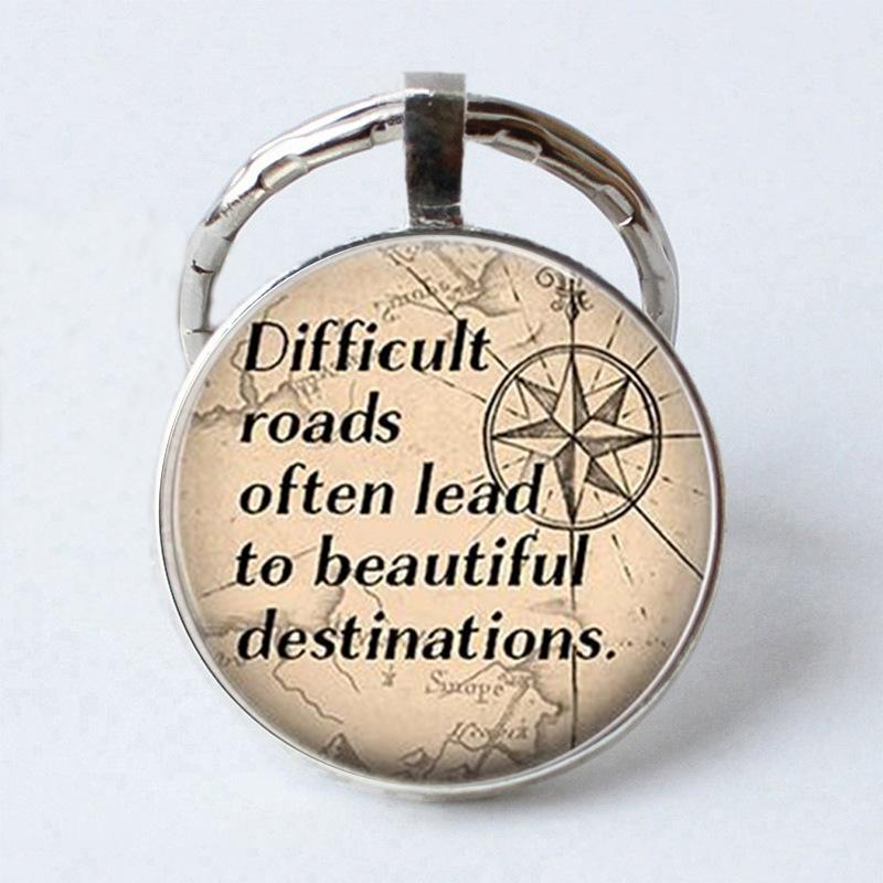 Keychain Accessories Pendant Floral Thanksgiving Text Good Friends Retro Personalized Keychain Gift Pendant