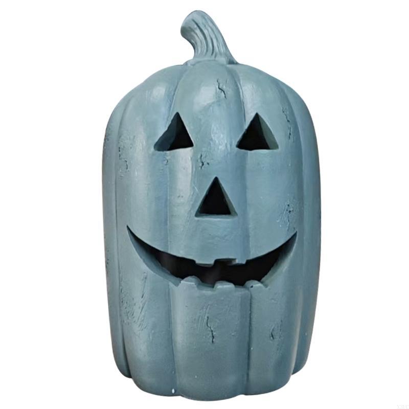 Resin Pumpkin Lantern with Hand-Carved Outdoor Indoor Autumn Festival Decoration Party Supplies X3UC