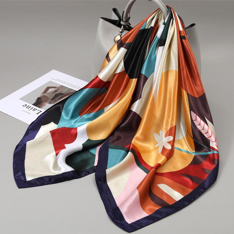 90 Square Scarves, Silk Scarves, Women's New Spring and Summer High-end Sense Versatile, Thin Scarves, Shawls Outside