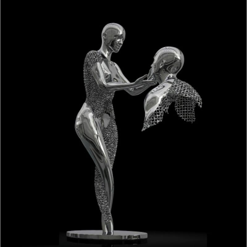 Zlatá kovová figúrka socha objíma umelecký plagát, bytová dekorácia s vysokým rozlíšením, maľba na sprej, bezrámové plátno, maľba na jadro