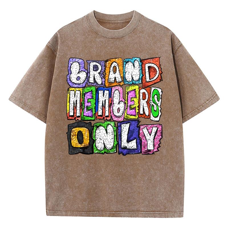 

Хлопковые женские футболки с кислотной стиркой, футболки с принтом букв бренда Members Only, состаренные, с круглым вырезом, оверсайз топы, повседневная одежда 3XL