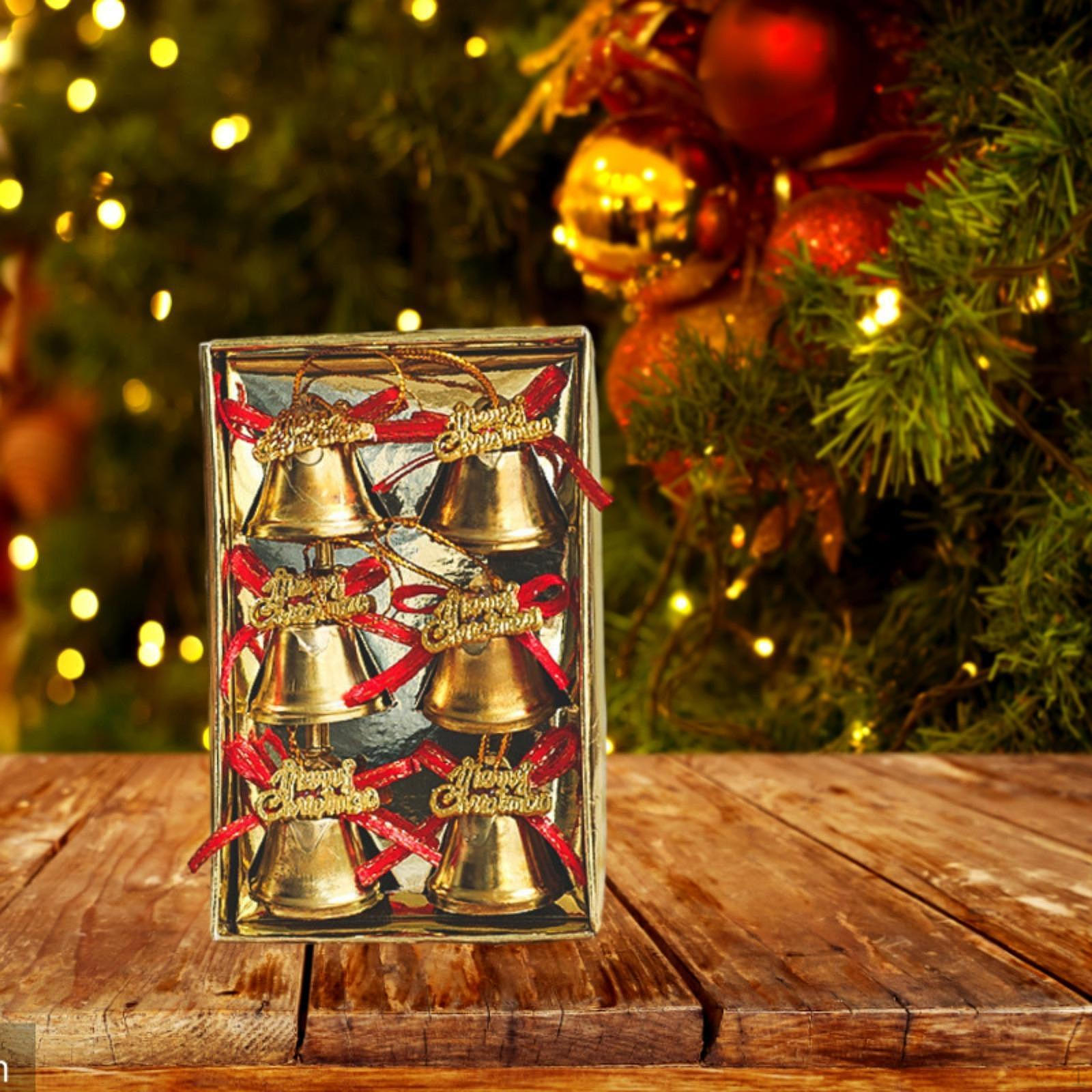 

6 золотых металлических колокольчиков для рождественской елки - Декоративные подвески для использования в помещении Diameter 2.5CM