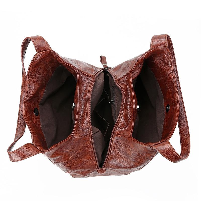 Vintage Handbag For Women Soft PU Leather Shoulder Bag Large Capacity Luxury Lady Purse Brand Shoulder Bag Shopping Bag