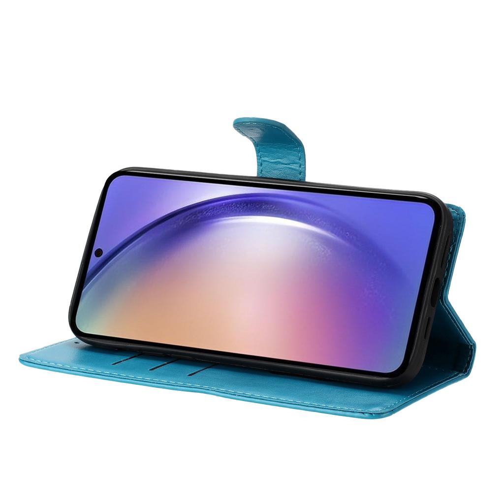 For Samsung Galaxy A07 Lommebok Telefondeksel Sommerfugl Blomster Preg Lær Flipdeksel med Stropp