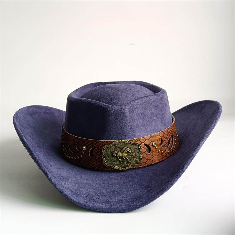 Heart Shaped Cowboy Hat Horse Head Leather Accessory Western Cowboy Hats Vintage Big-edge Gentleman Cowgirl Jazz Hat Holidays