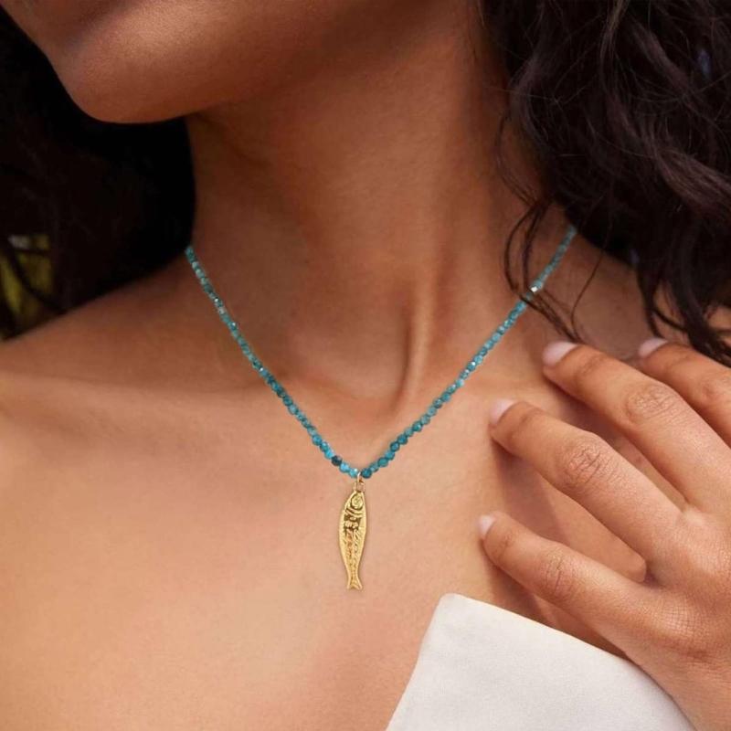 Bohemian Fish Pendant Adjustable Braided Cord Necklace Jewelry Gold Copper Oceanics Charm for Women