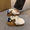 Noś pluszowe kapcie z miękką podeszwą antypoślizgową dla kobiet 2025 jesień i zima nowe kreskówkowe słodkie szczeniaczki aksamitne bawełniane kapcie dla kobiet