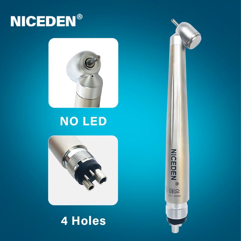 NICEDEN Dental 45 Degree LED High Speed Handpiece E-generator Integrated Small Head Push Button Handpiece Single Water Spray