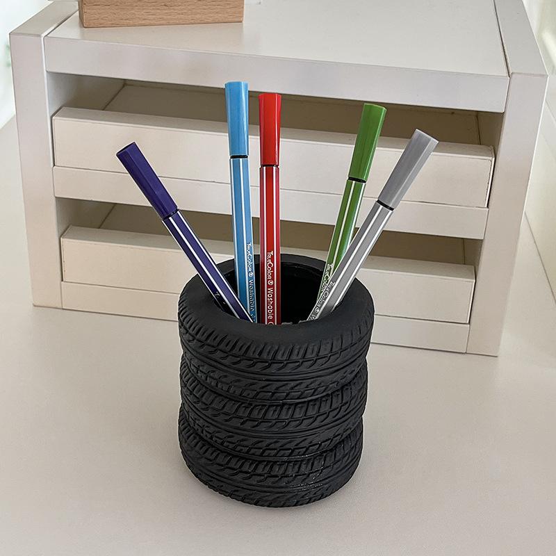 1PCS Creative Tire Modeling Office Supplies Desktop Multi-function Storage Pen Holder Makeup Brush Ornament
